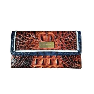 Brahmin Tricolor Checkbook Wallet Genuine Leather